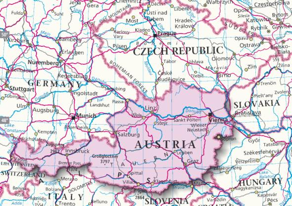 Risultato immagini per austria cartina